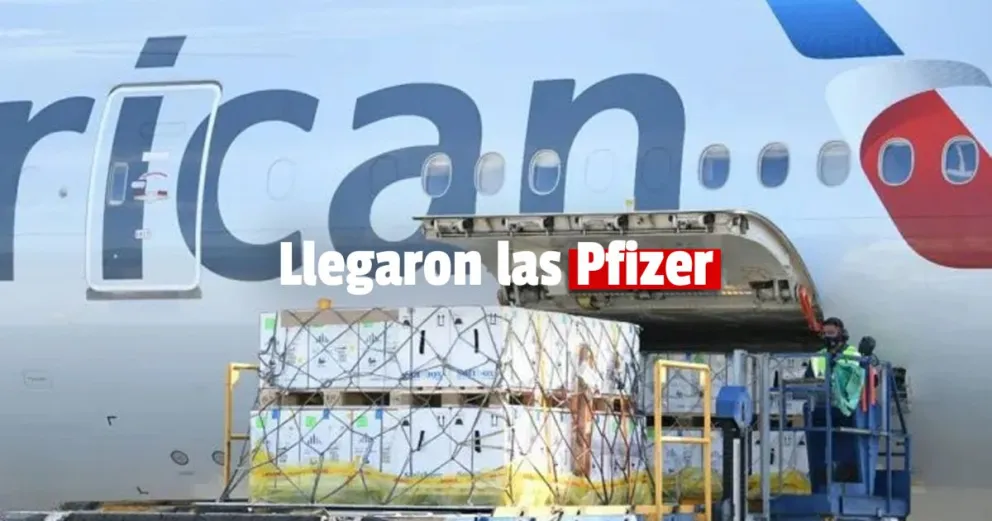 Llegó un vuelo con 848.250 dosis de la vacuna Pfizer