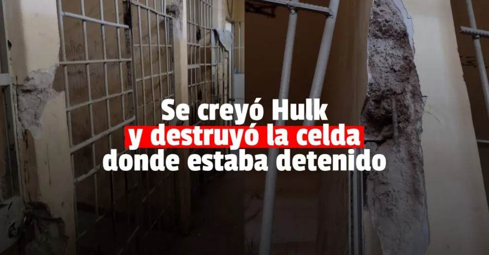 Un hombre se enojó por estar detenido y rompió una pared de la celda