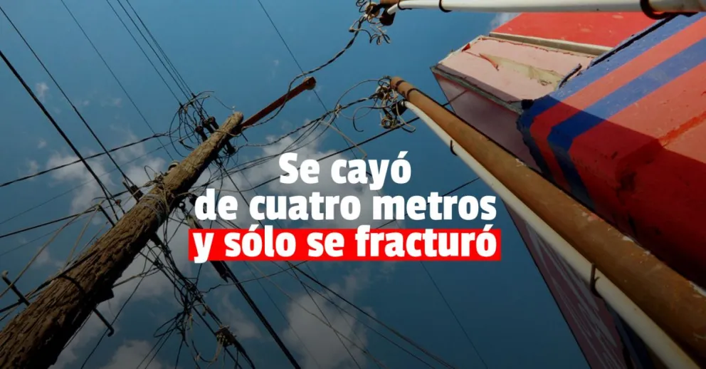 Un operario recibió una descarga y se cayó desde cuatro metros
