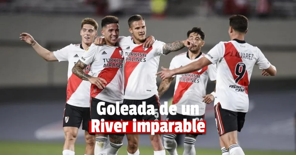 River goleó 3-0 a Argentinos y sacó nueve puntos de ventaja en la cima de la Liga