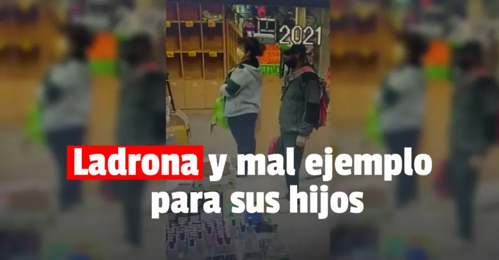 Robó en un local céntrico en compañía de sus hijos y quedó filmado
