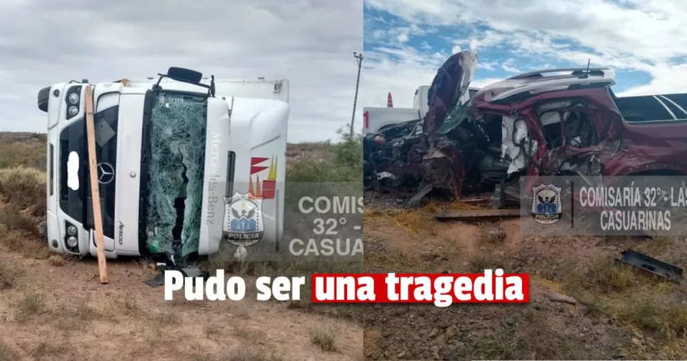 Tres personas terminaron internadas tras un choque entre un camión y una camioneta